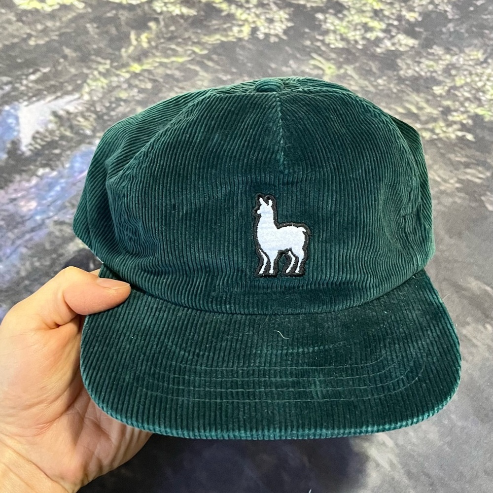 GREEN CORDUROY HAT - LLAMA